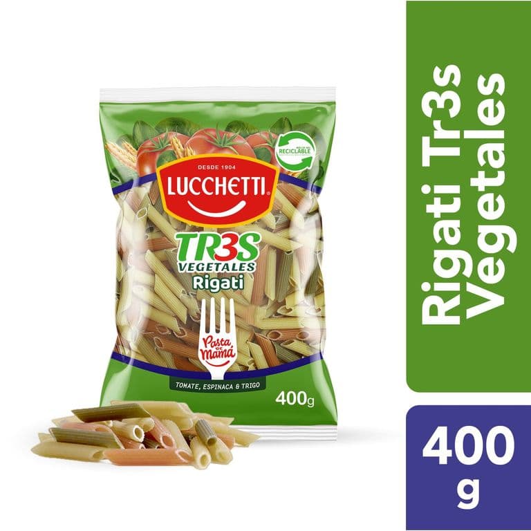 Pasta Rigati Lucchetti Tr3S Vegetales 400 g