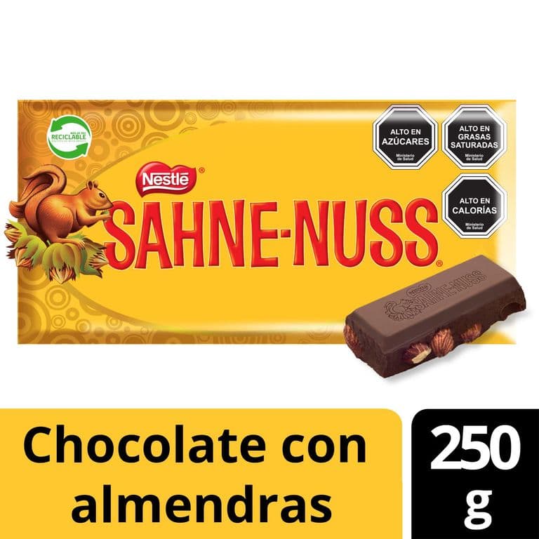 Chocolate con Almendras Sahne Nuss Barra 250 g