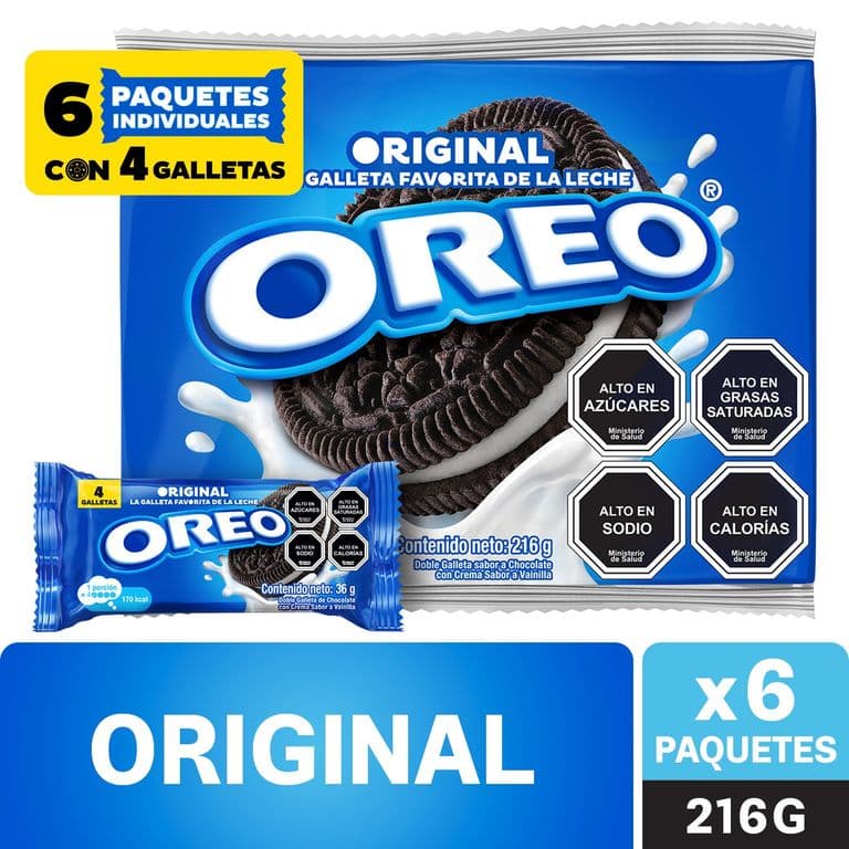 Pack Galleta Oreo Rellena con Crema Sabor Vainilla 6 x 36 g