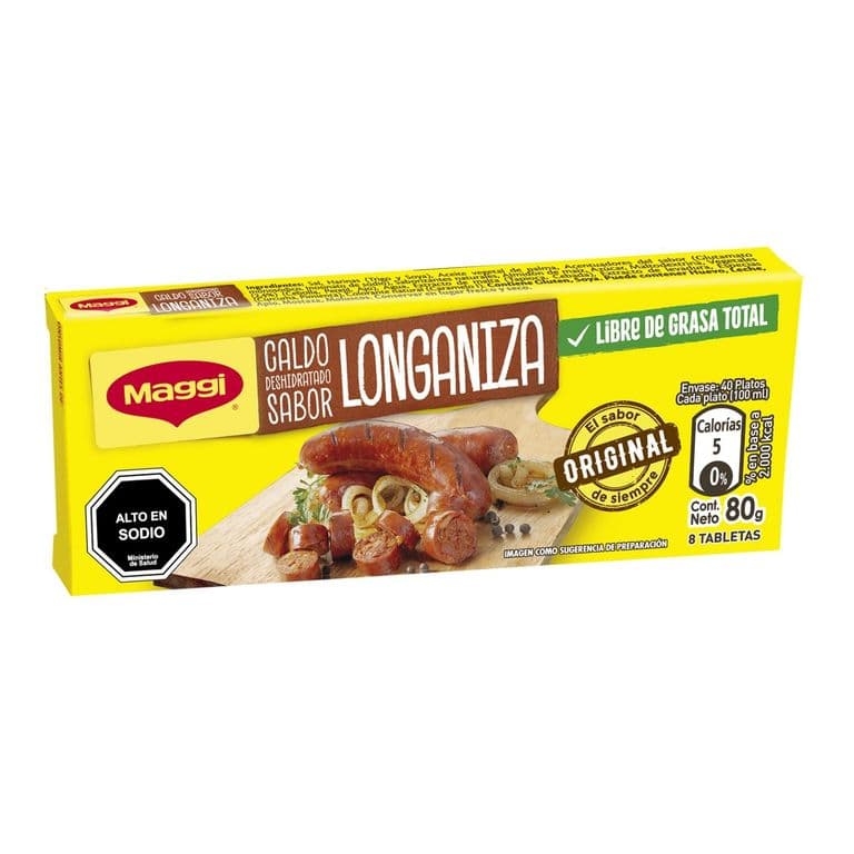 Caldo Maggi Sabor Longaniza 80 g 8 Tabletas