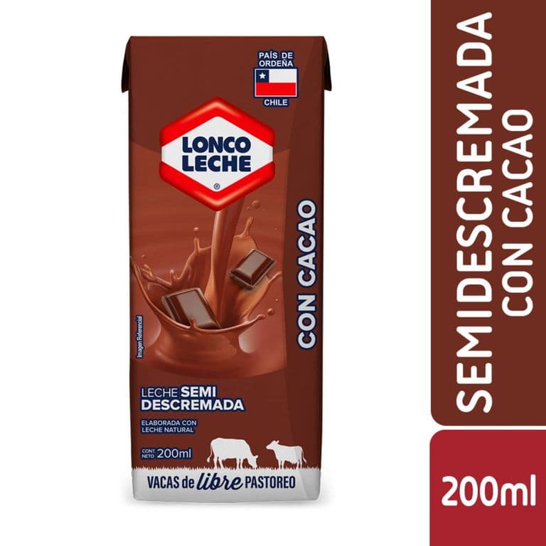 Leche Semidescremada Sabor Chocolate Loncoleche 200 ml