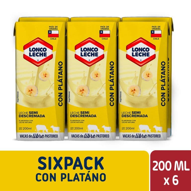 Pack Leche Semidescremada Sabor Plátano