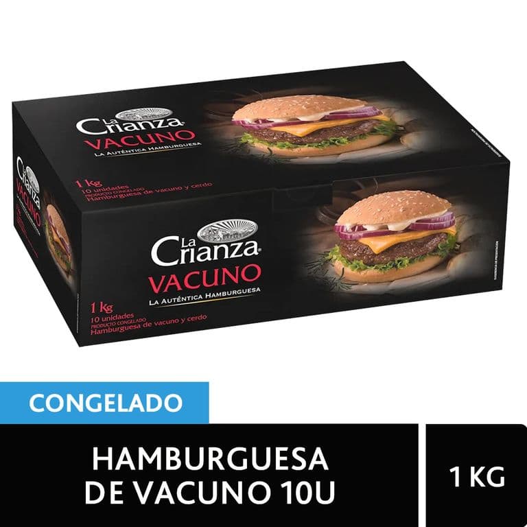 Hamburguesa de Vacuno La Crianza 1 kg 10 un.