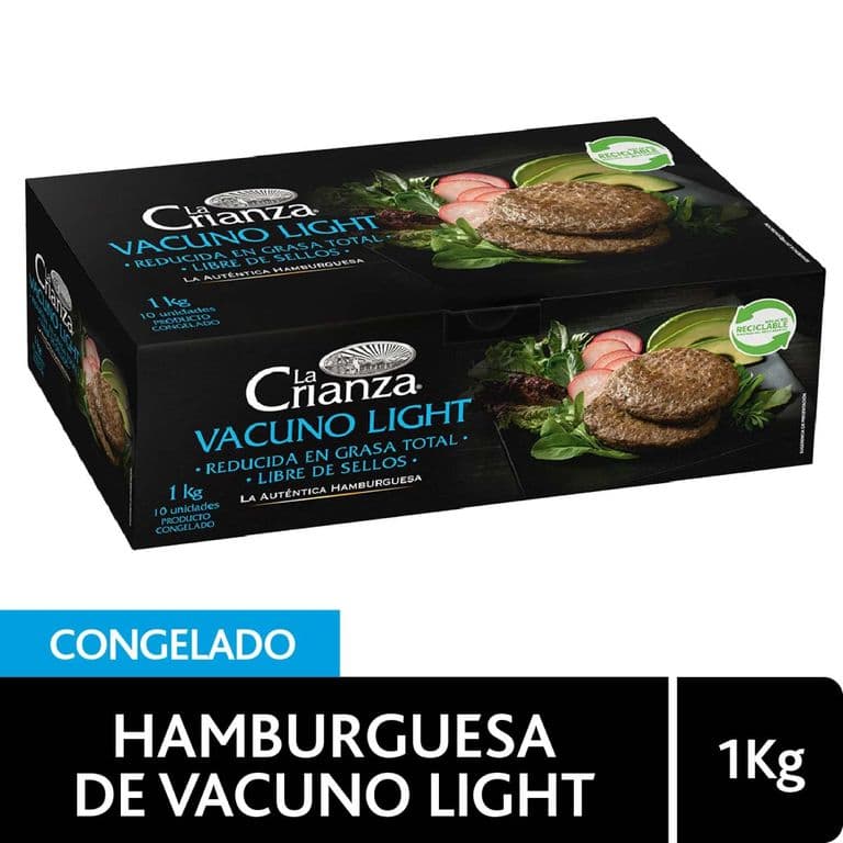 Hamburguesa de Vacuno La Crianza Light 1 kg 10 un.