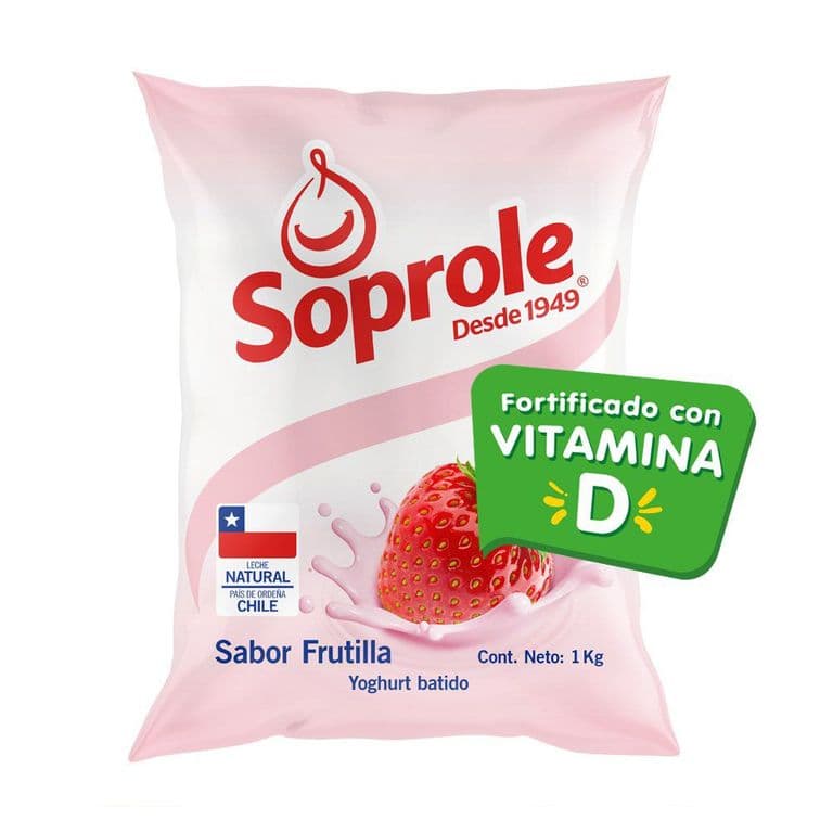 Yogurt Batido Soprole Frutilla Bolsa 1 kg