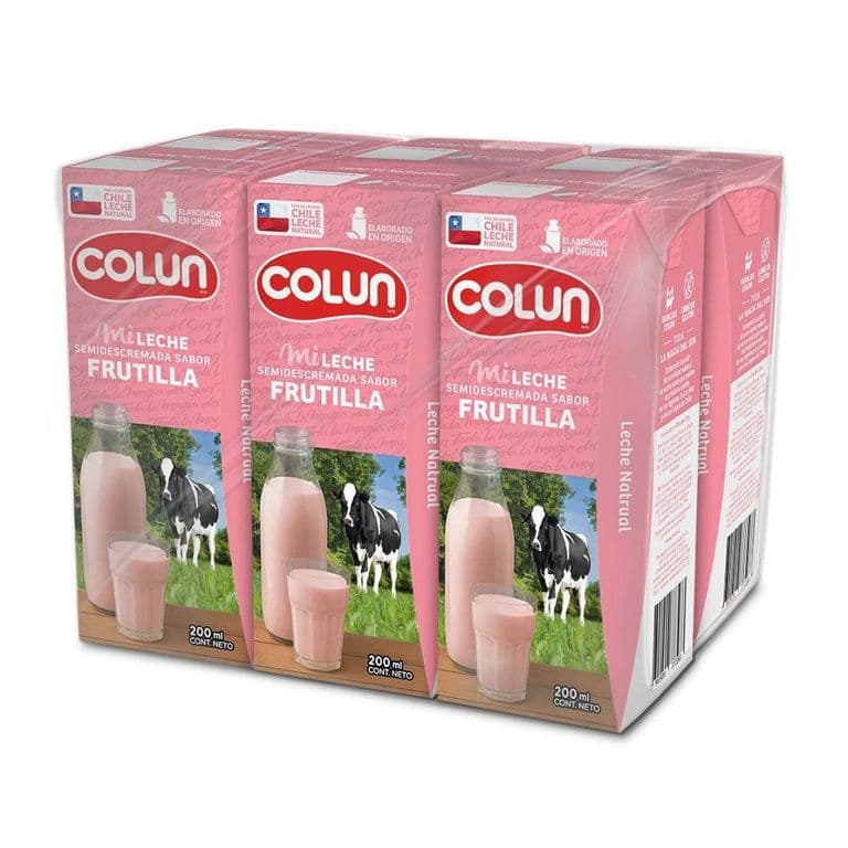 Pack 6 un. Leche Colun Semidescremada Frutilla 200 cc