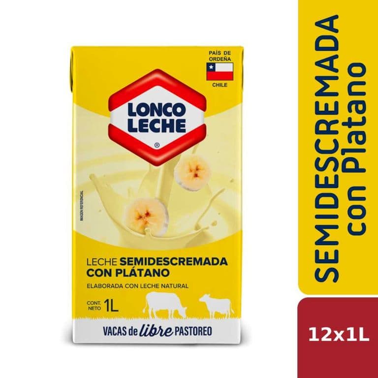 Pack 12 un. Leche Loncoleche Plátano 1 L