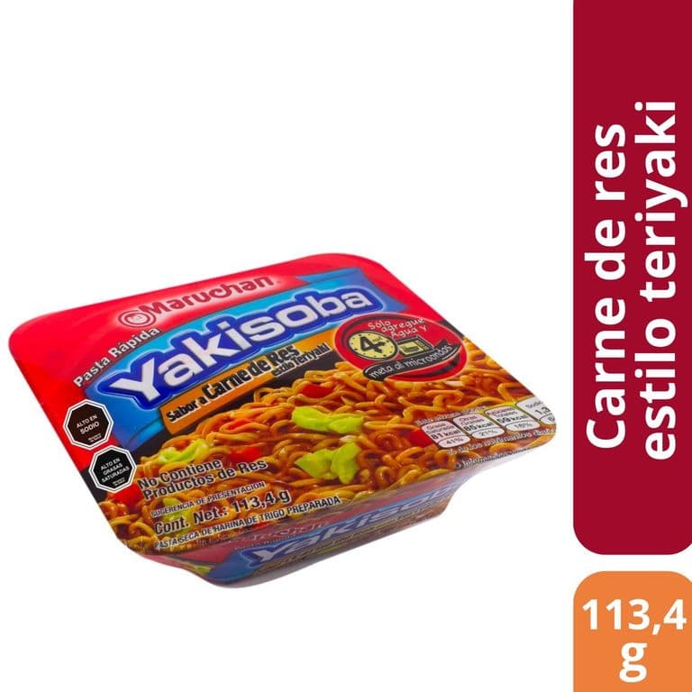 Fideos Instantáneos Maruchan Yakisoba Sabor Carne de Res Estilo Teriyaki 112.5 g