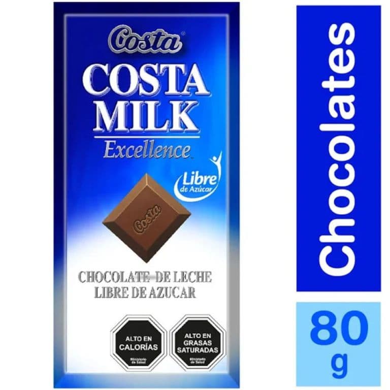 Chocolate de Leche Costa Milk Sin Azúcar 80 g