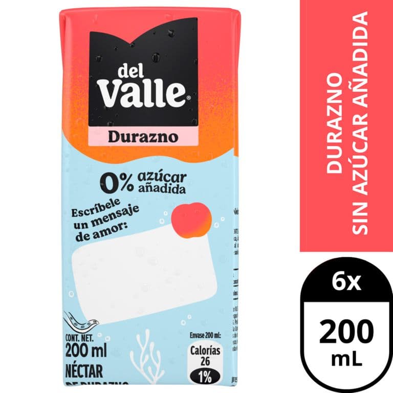 Pack 6 un. Néctar Durazno 0% Azúcar Añadida 200 ml