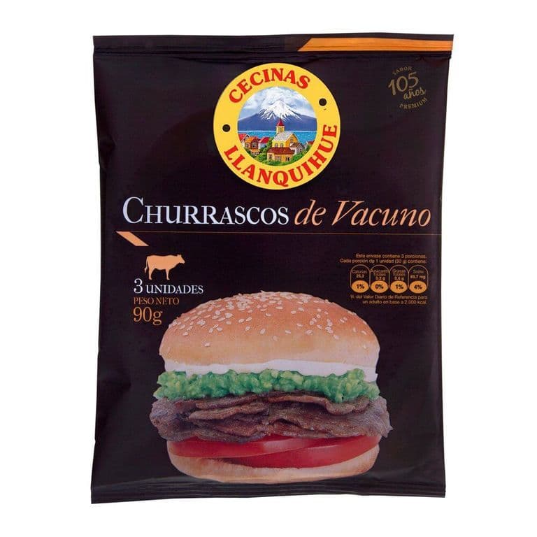 Churrasco Vacuno Llanquihue 90 g 3 un.