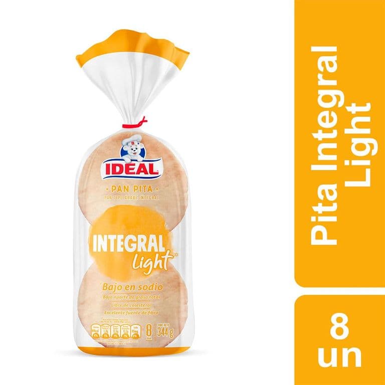 Pan Pita Ideal Integral Light 344 g 8 un.