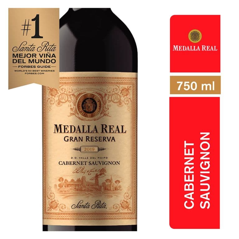 Vino Tinto Cabernet Sauvignon Medalla Real Gran Reserva 14° 750 cc
