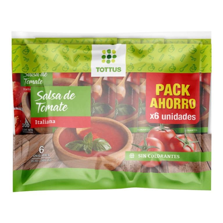 Pack Salsa de Tomate Italiana Tottus 6 x 200 g