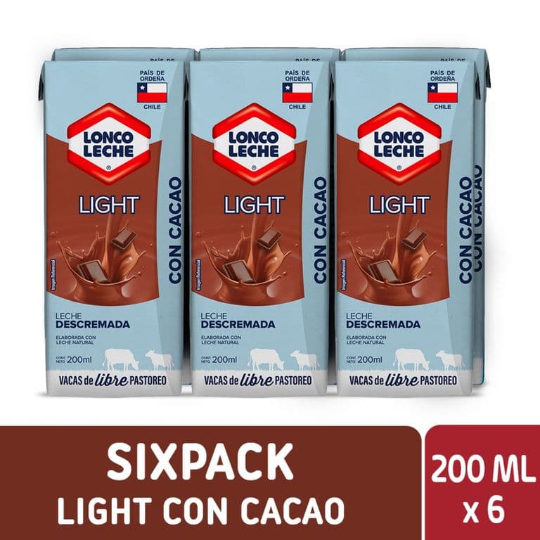 Pack 6 un. Leche Loncoleche Light Chocolate 200 ml