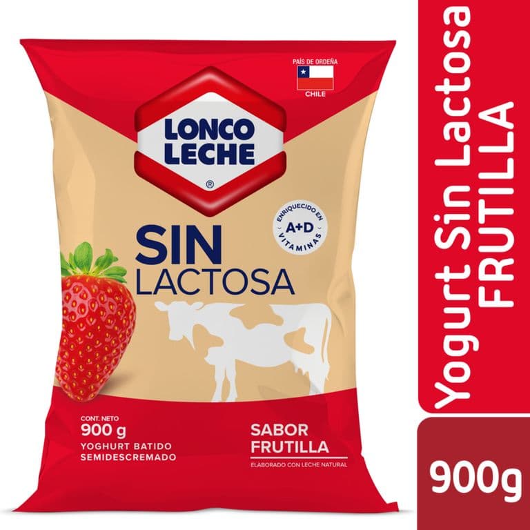 Yogurt Loncoleche Sin Lactosa Frutilla 900 g