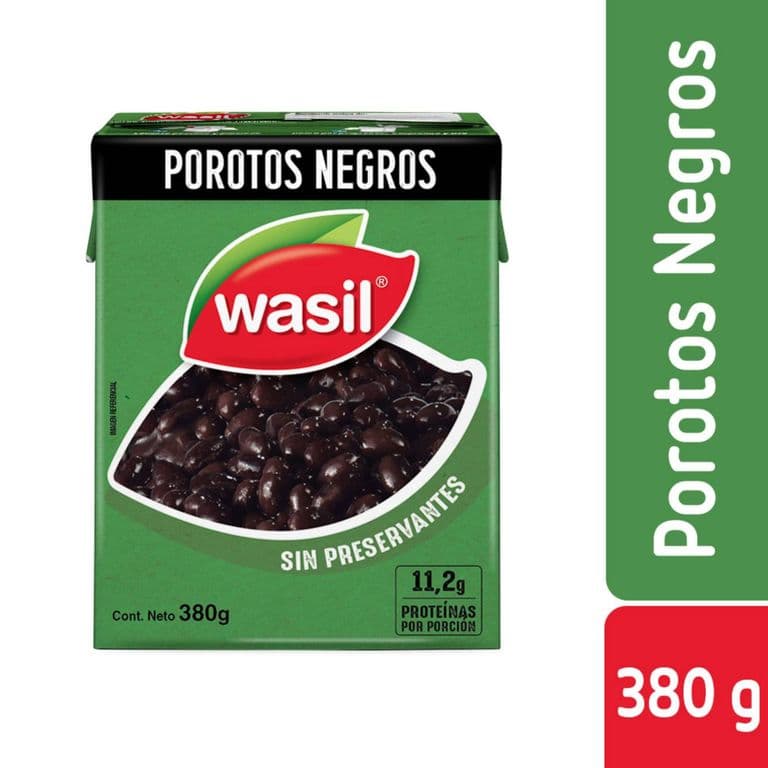 Porotos Negros Wasil en Tetrapack 380 g