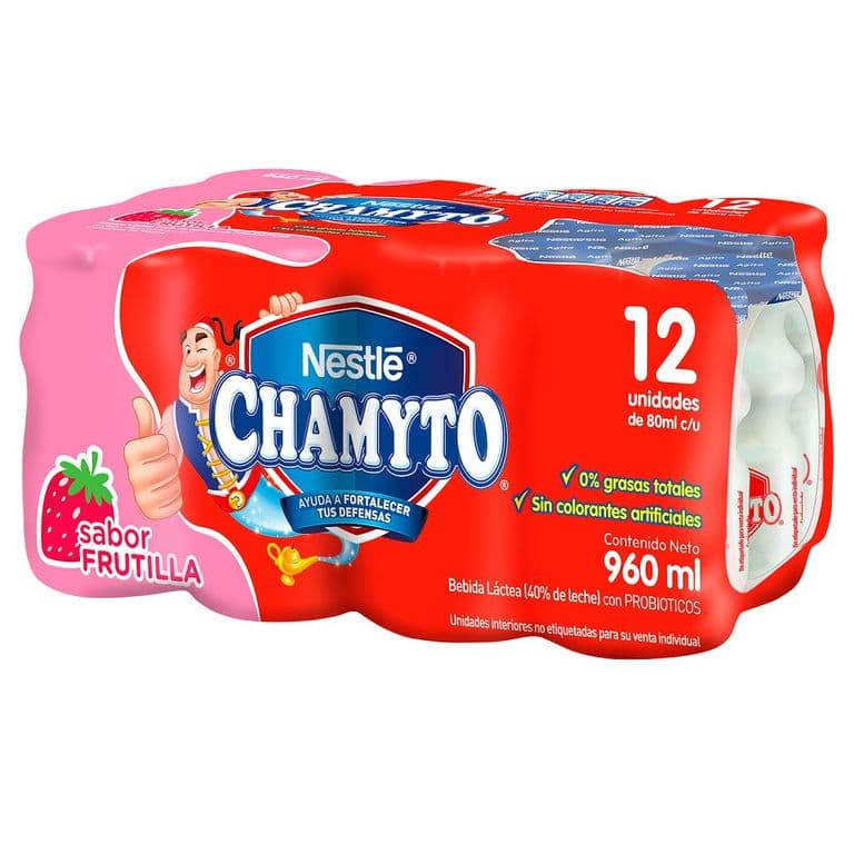 Pack Probióticos Chamyto Sabor Frutilla 12 x 80 ml