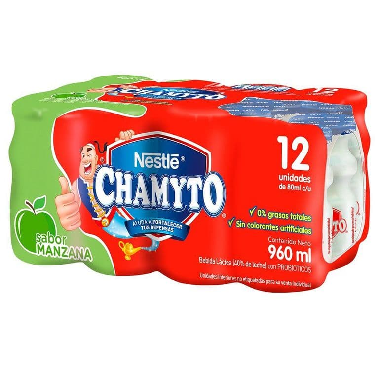 Multipack 12 un. Yogurt Probiótico Chamyto Manzana 80 ml