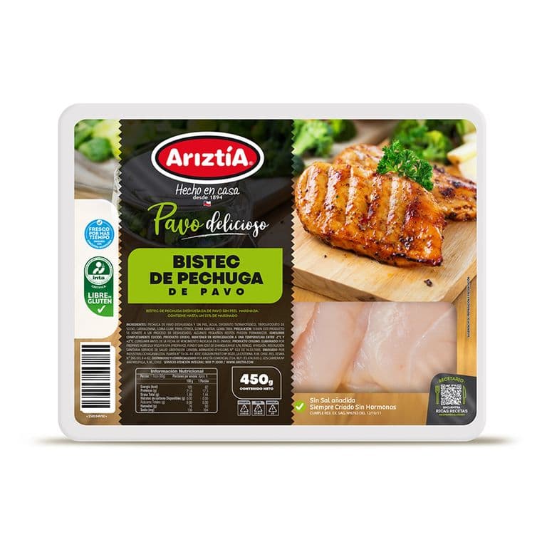 Pavo Pechuga Bistec Envasada, 450 g