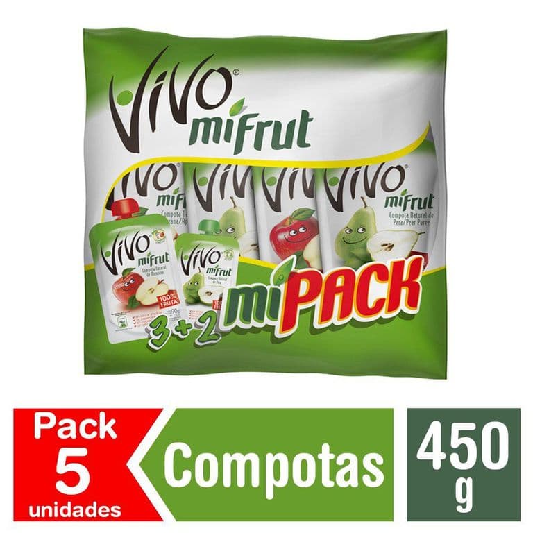 Pack Compota Vivo Mifrut 90 g 5 un.
