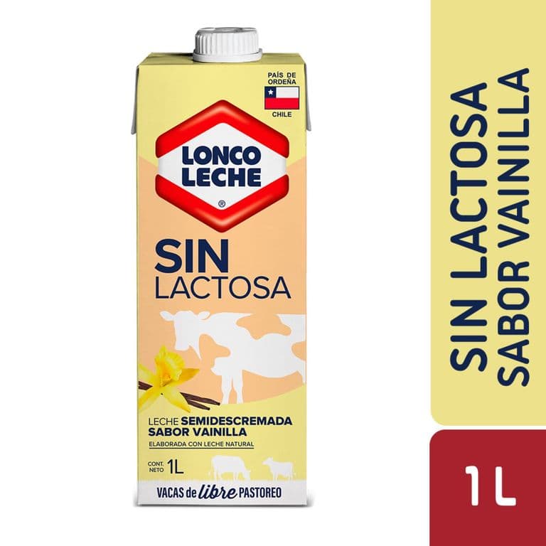 Leche Semidescremada Sin Lactosa Loncoleche Sabor Vainilla 1 L