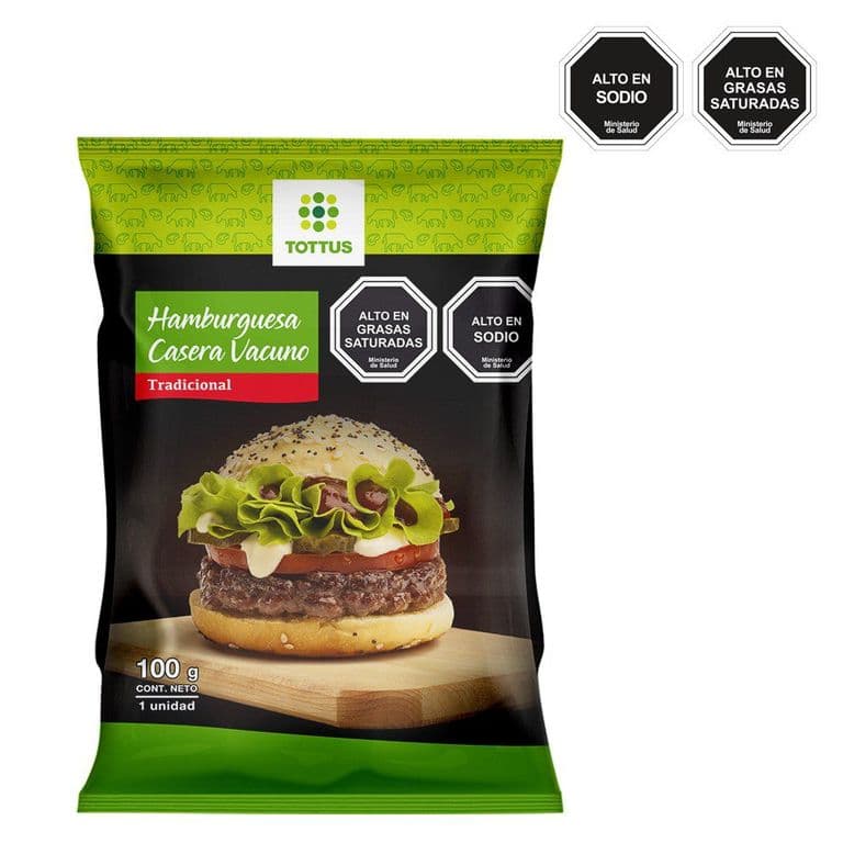 Hamburguesa de Vacuno Casera Tradicional Tottus 100 g
