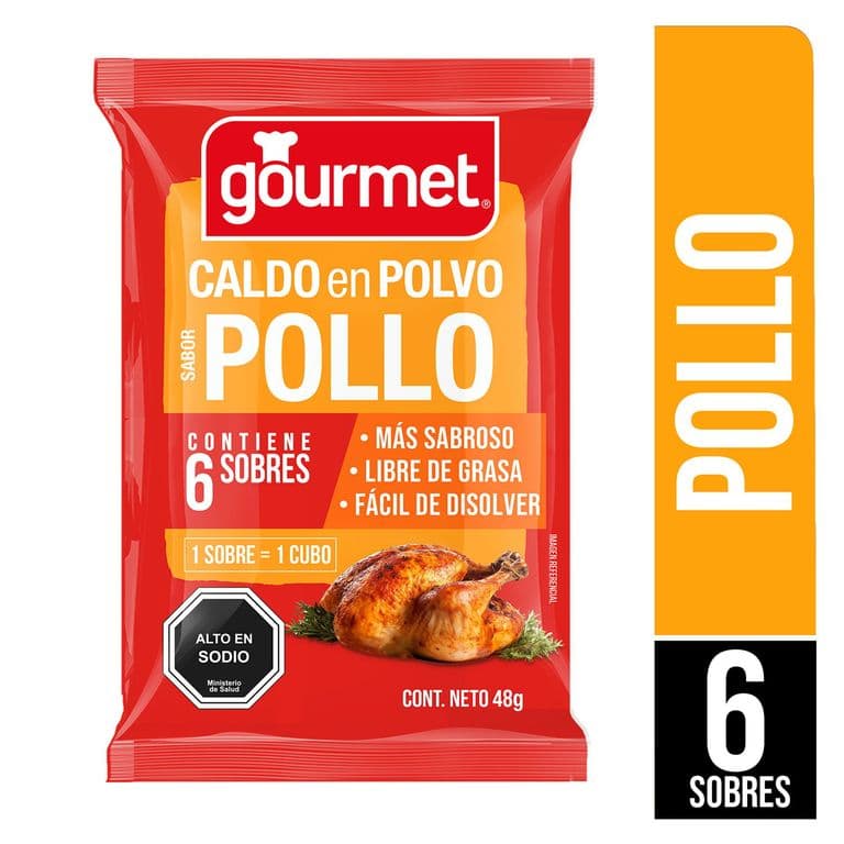 Caldo Gourmet Polvo Sabor Pollo 48 g 6 un.