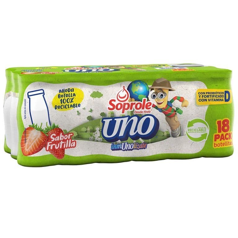 Pack 18 un. Probiótico Uno Frutilla 80 ml