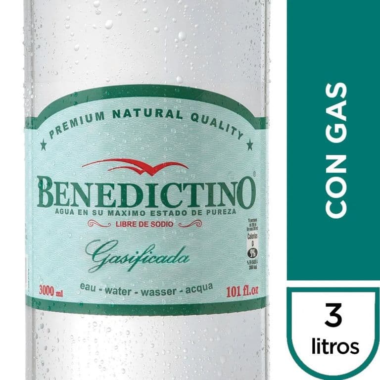 Agua Purificada Con Gas Benedictino 3 L