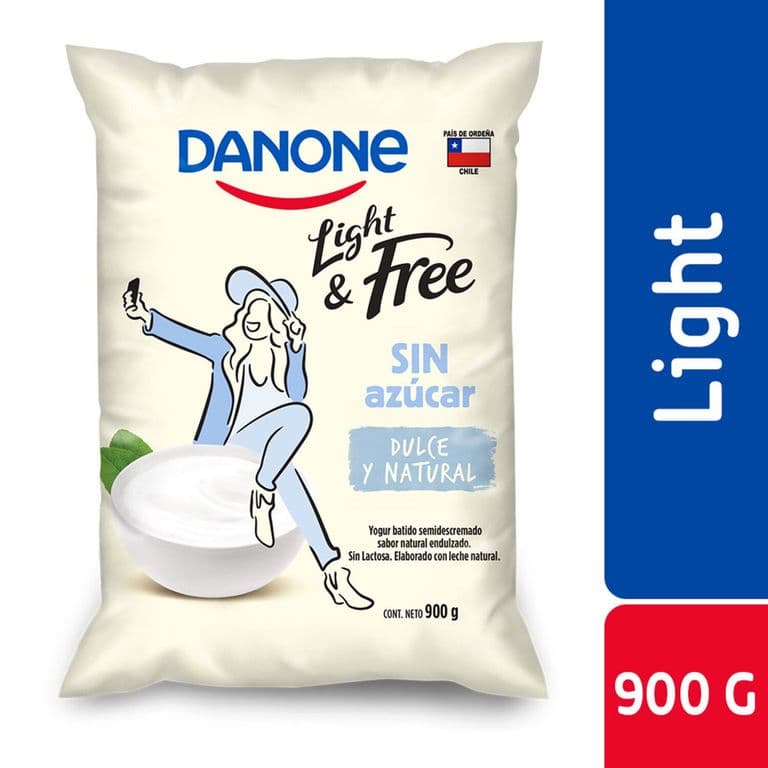 Yogurt Danone Light & Free Natural Endulzado 900 g