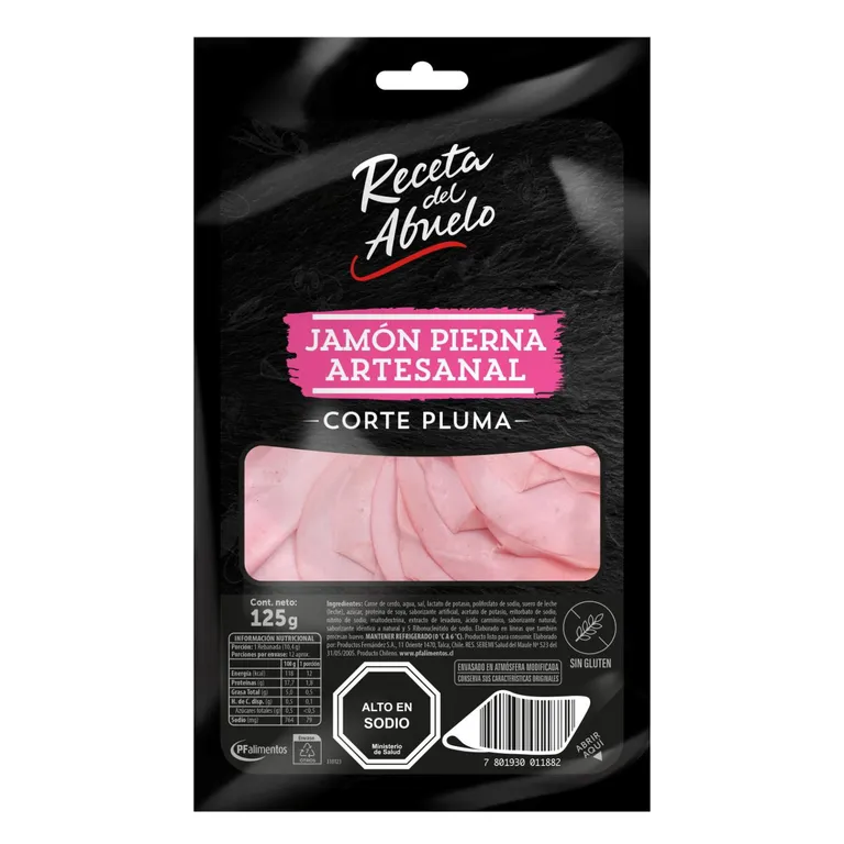 Jamón de Pierna Cerdo Artesanal Corte Pluma Receta del Abuelo 125 g
