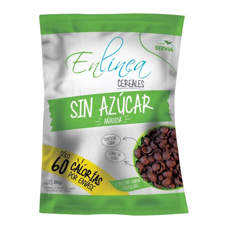 Cereal Hojuelas de Chocolate Sin Azúcar En Linea 20 g