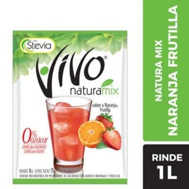 Jugo en Polvo Vivo Naranja-Frutilla 7 g