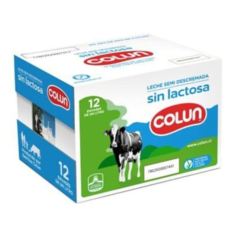 Pack 12 un. Leche Colun Semidescremada Sin Lactosa 1 L