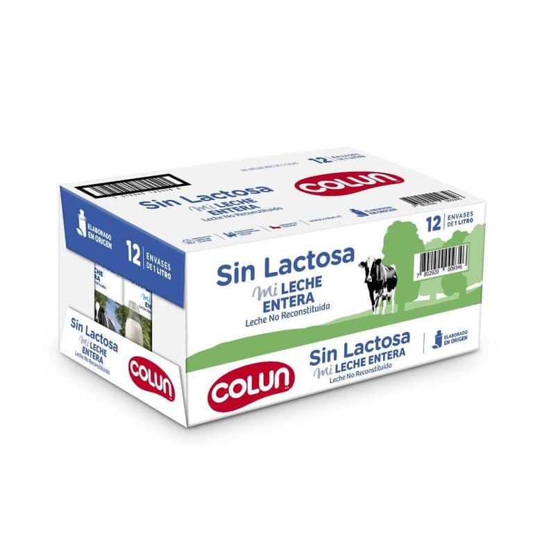 Pack 12 un. Leche Colun Entera Sin Lactosa 1 L