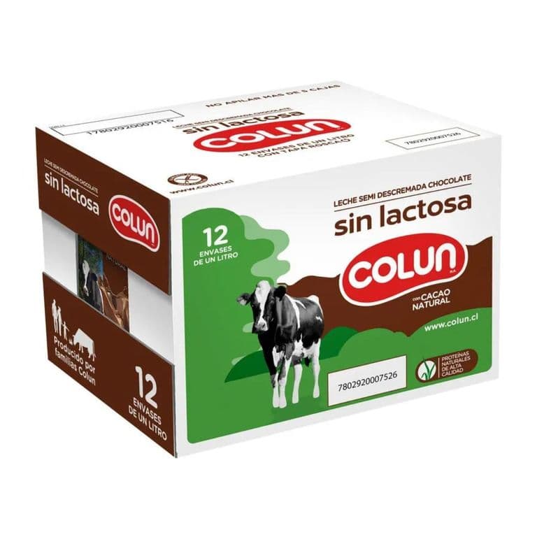 Pack 12 un. Leche Colun Sin Lactosa Chocolate 1 L