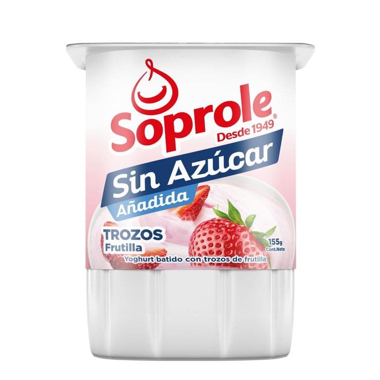 Yogurt Soprole Sin Azúcar Trozos Frutilla 155 g