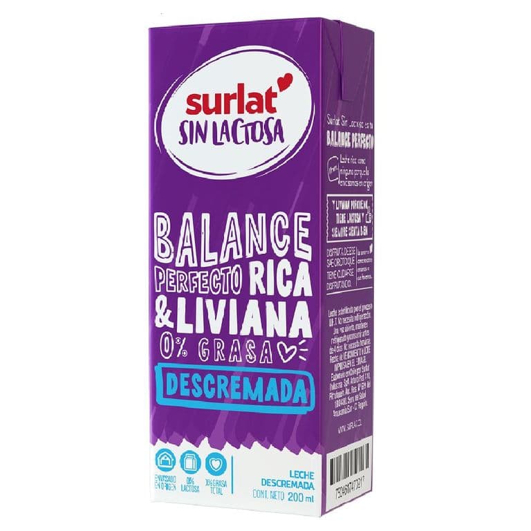 Leche Surlat Descremada Sin Lactosa 200 ml