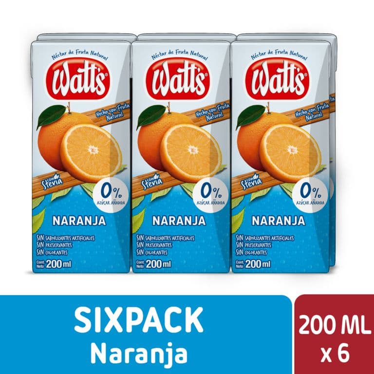 Pack Néctar de Naranja Light Watts 6 x 200 ml