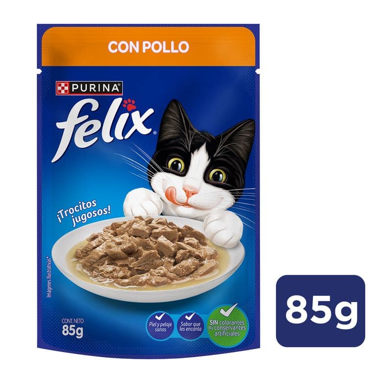 Alimento Húmedo Gato Felix Sabor Pollo Sobre 85 g