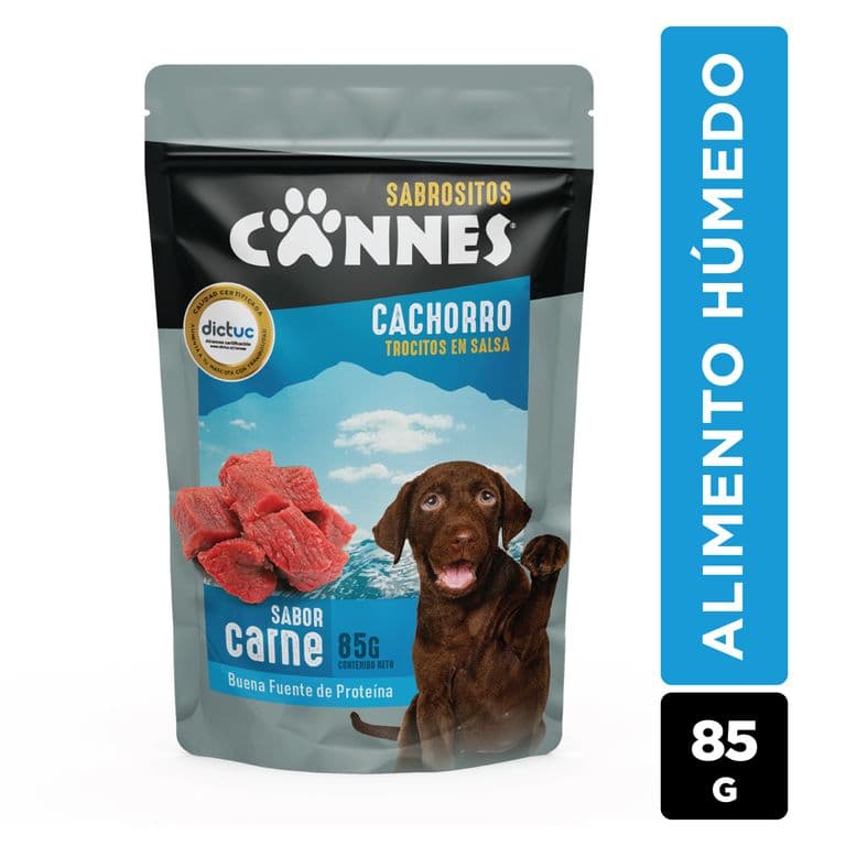 Alimento Húmedo Perro Cachorro Cannes Trocitos Jugosos Carne 85 g