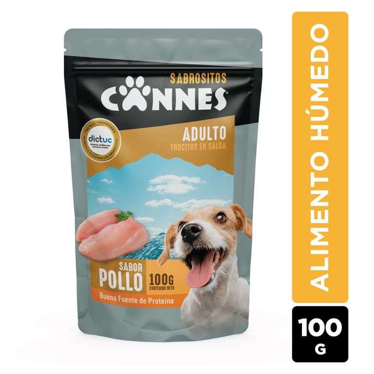 Alimento Húmedo Perro Adulto Cannes Trocitos Jugosos Pollo 100 g
