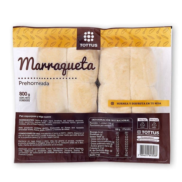 Marraquetas Prehorneadas Tottus 8 Un 920 gr