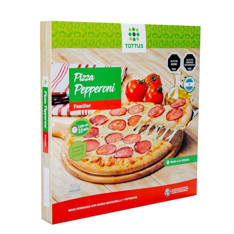 Pizza Pepperoni Congelada Tottus 600 g