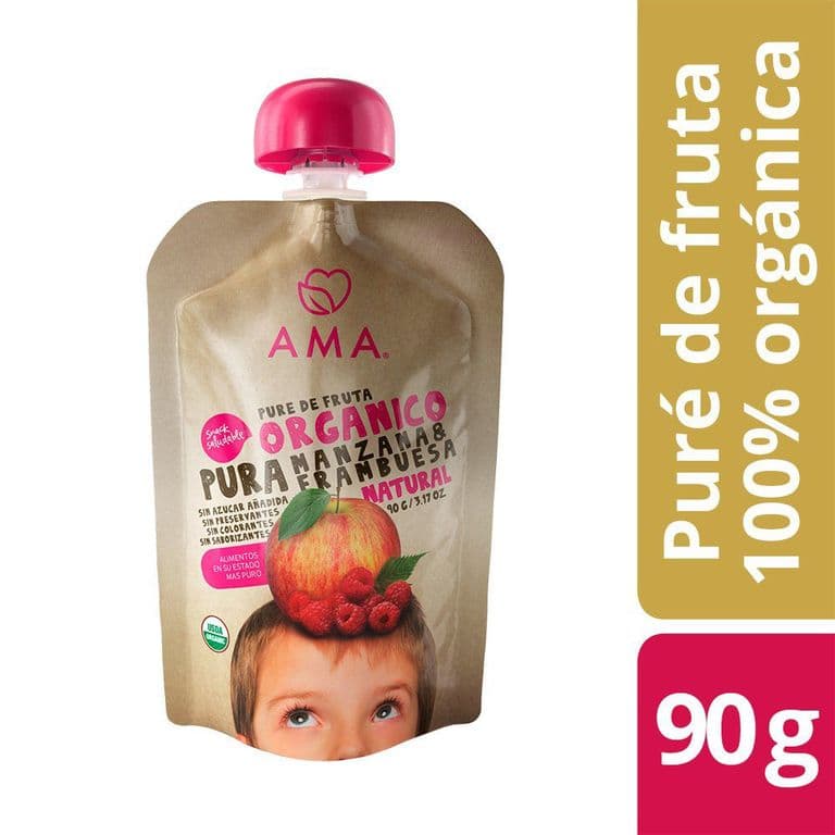 Pure manzana, frambuesa orgánicos