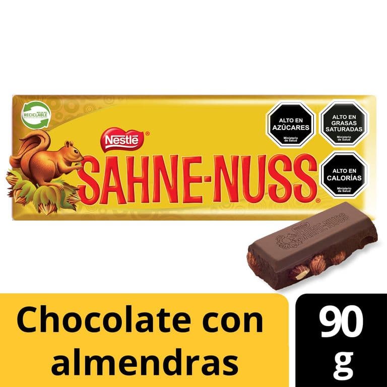 Chocolate con Almendras Sahne Nuss Barra 90 g