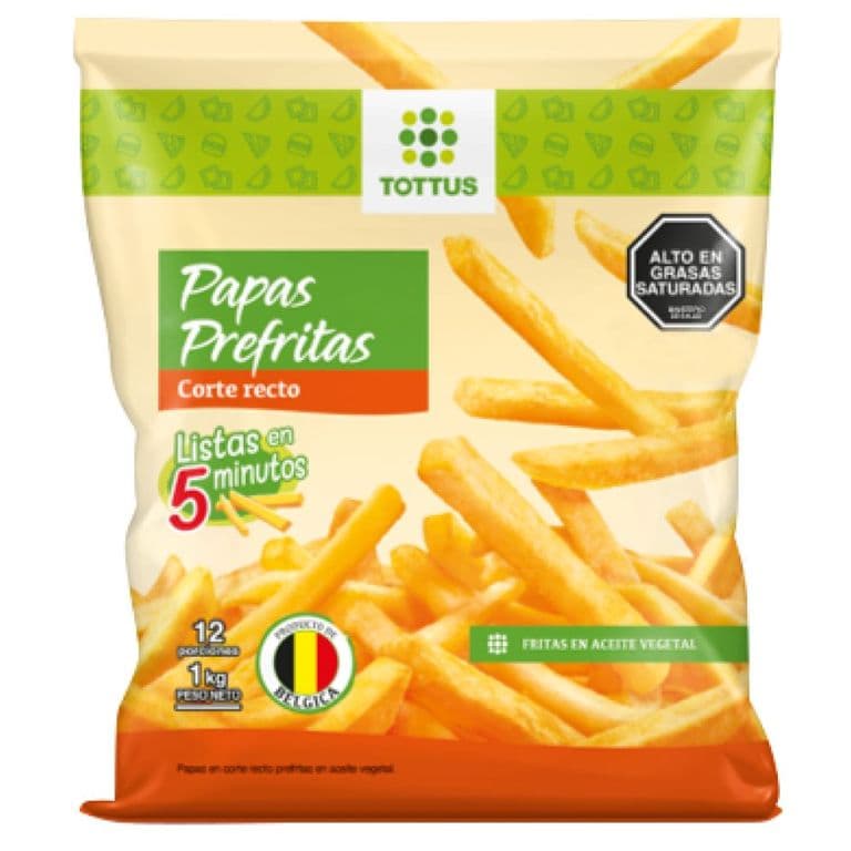 Papas Prefritas Corte Recto Congeladas Tottus 1 Kg