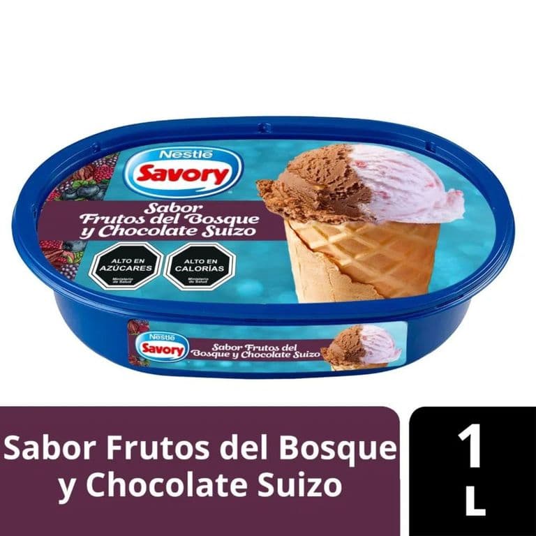 Helado de Leche Sabor Frutos del Bosque y Chocolate Suizo Cassata Savory 1 L