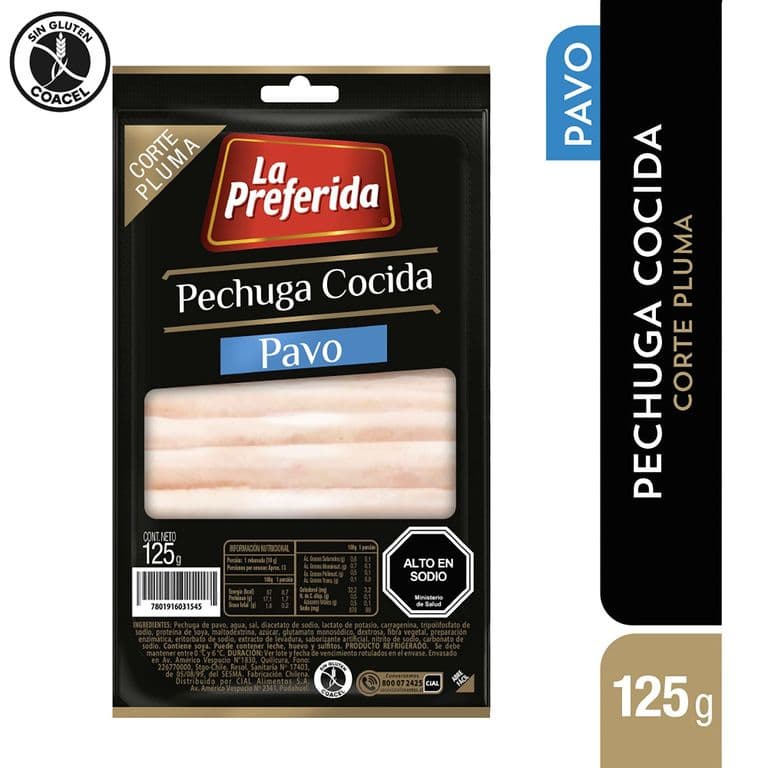 Pechuga Cocida Corte Pluma La Preferida 125 gr
